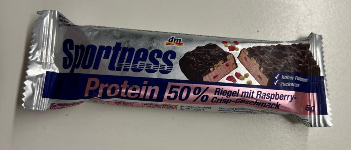 Fotografie - Protein 50% Riegel mit Raspberry-Crisp-Geschmack Sportness