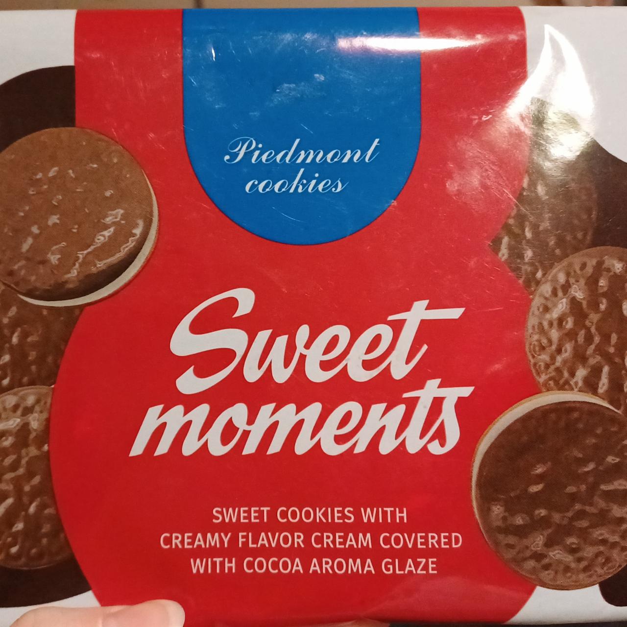 Fotografie - Sweet moments sweet cookies with creamy flavour cream covered with cocoa aroma glaze Piedmont cookies