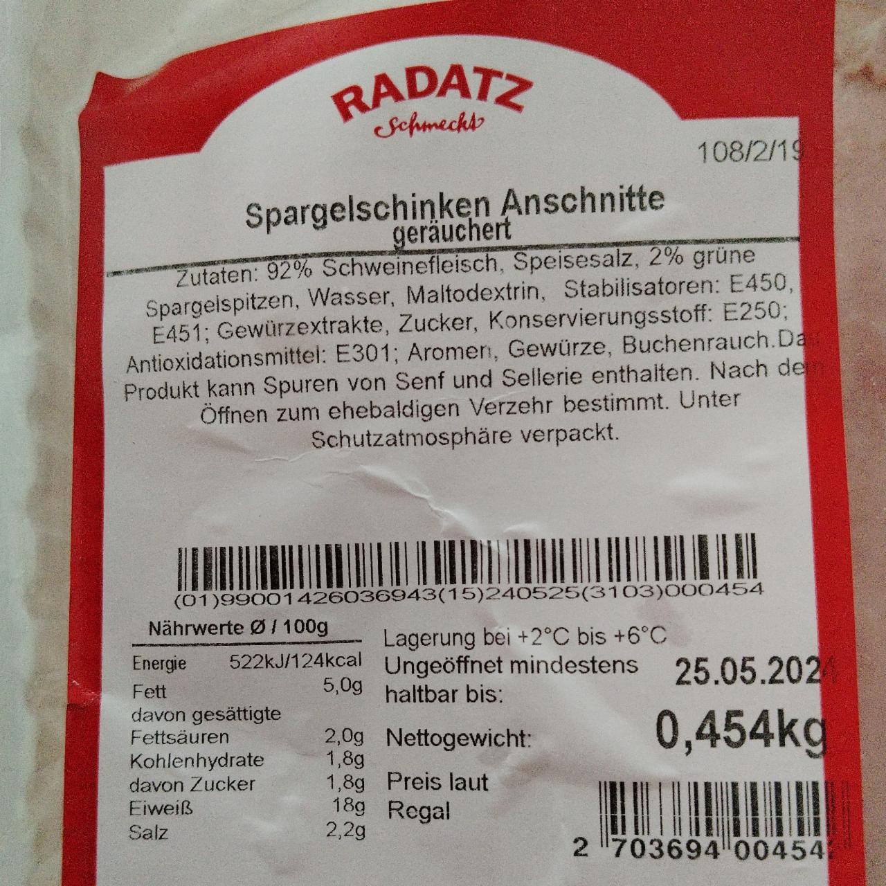 Fotografie - Spargelschinken Anschnitte Radatz