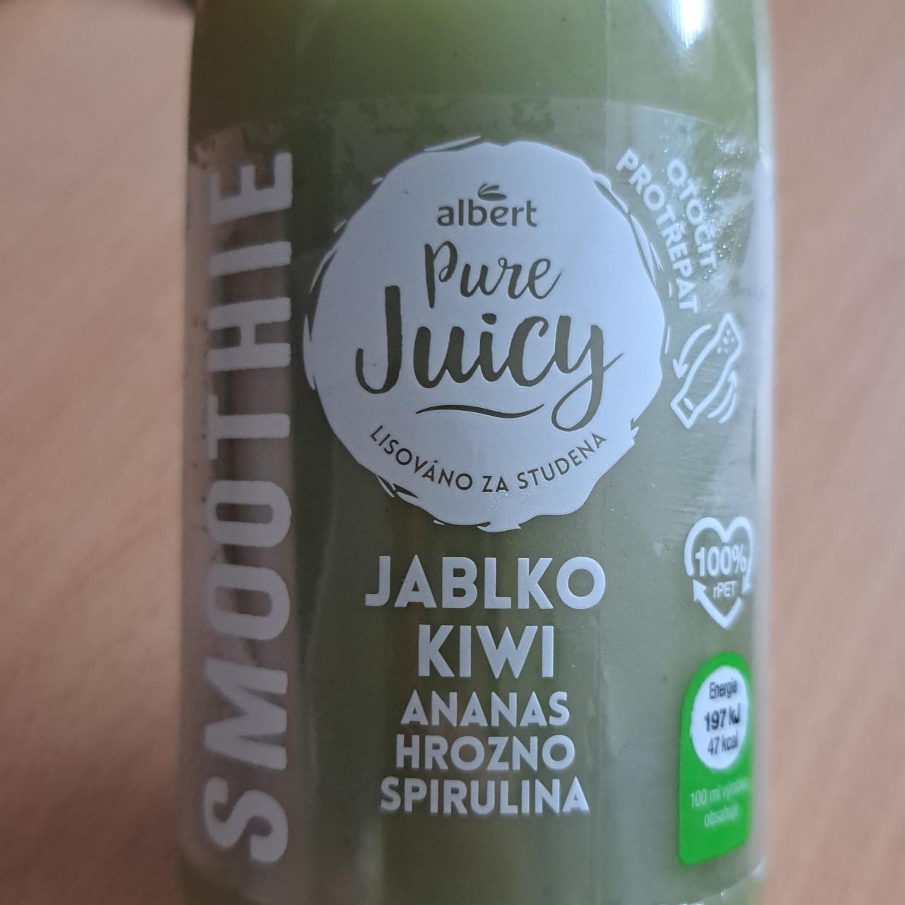 Fotografie - Pure juicy smoothie jablko kiwi ananas hrozno spirulina Albert