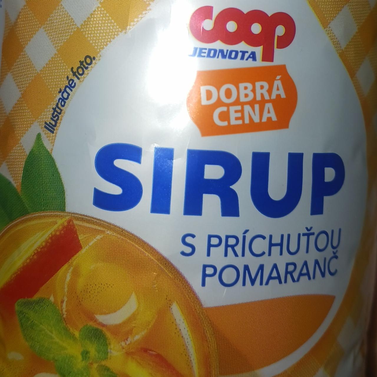 Fotografie - Sirup s príchuťou pomaranč Coop Jednota Dobrá cena