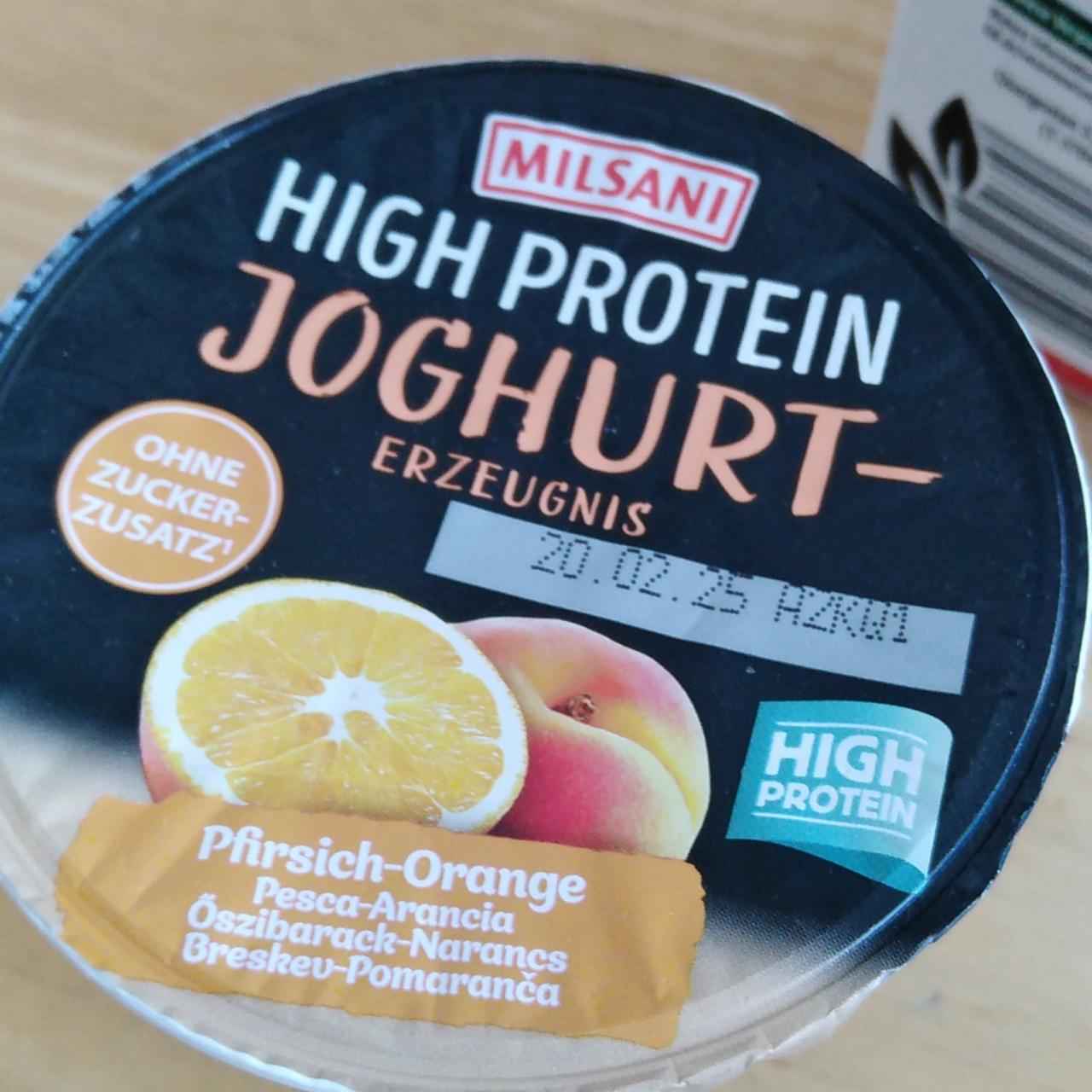 Fotografie - High Protein Joghurt - Erzeugnis Pfirsich-Orange Milsani