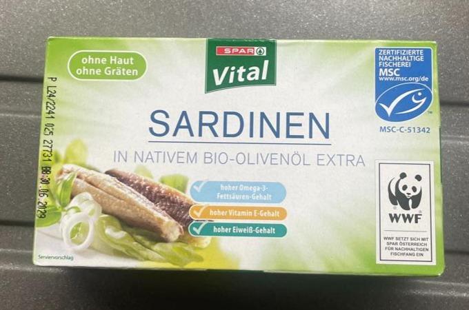 Fotografie - Sardinen in Bio-Olivenöl Extra Spar Vital