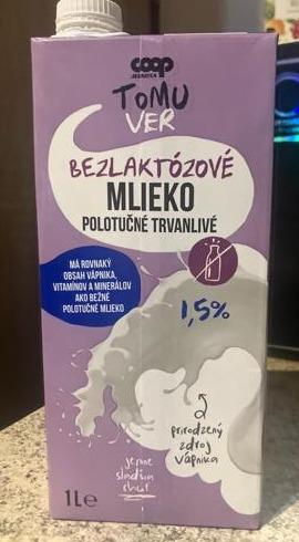 Fotografie - Bezlaktózové Mlieko Polotučné Trvanlivé 1,5% Coop Jednota