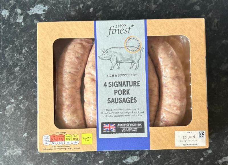 Fotografie - 4 Signature pork sausages Tesco finest