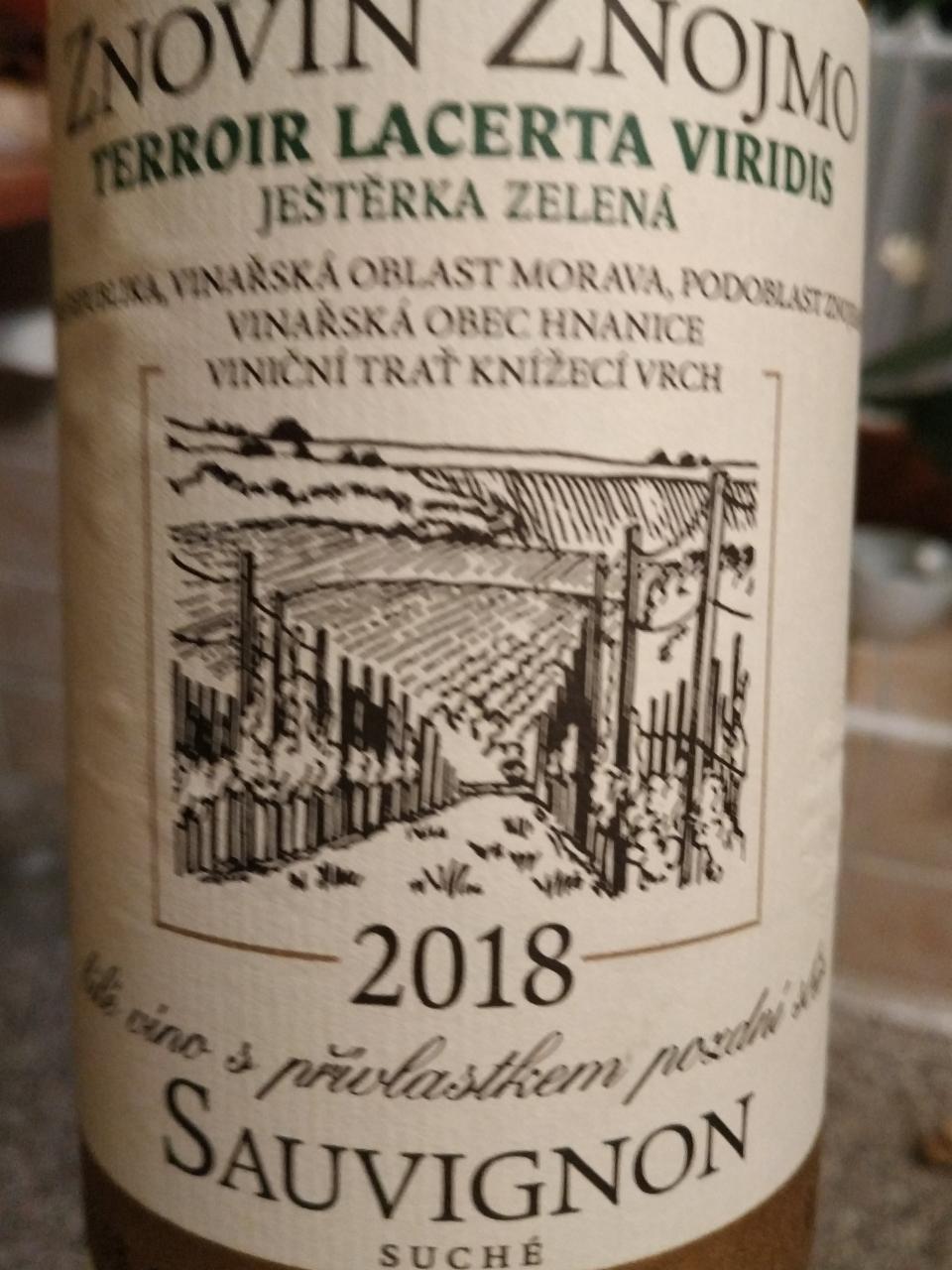 Fotografie - Sauvignon Terroir Lacerta Viridis pozdní sběr 2018 suché Znovín