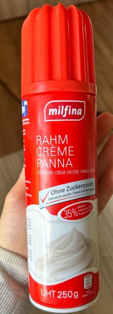 Fotografie - Rahm Créme Panna ohne Zuckerzusautz Milfina