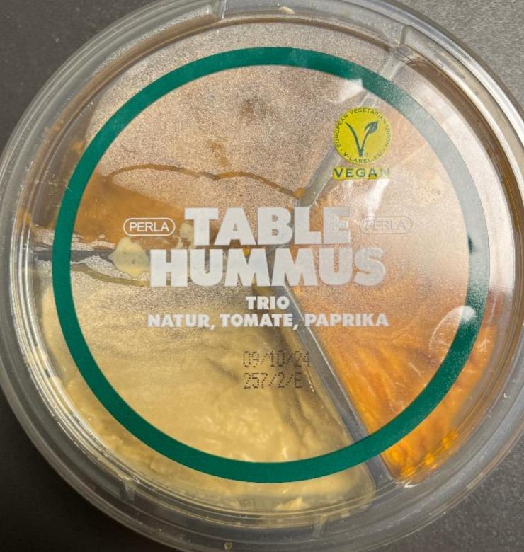 Fotografie - Table hummus trio natur, tomate, paprika Perla