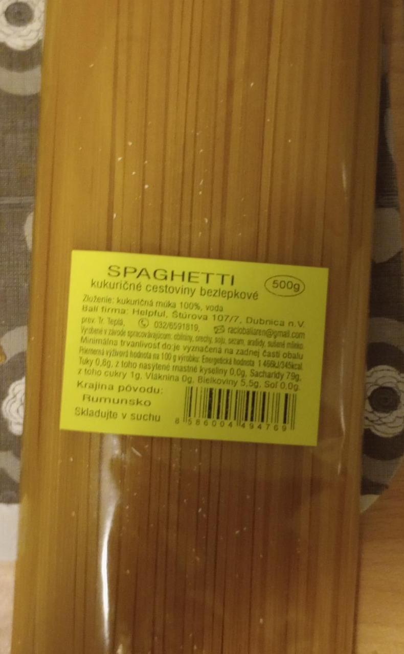 Fotografie - Spaghetti kukuričné cestoviny bezlepkové Helpful