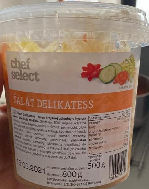 Šalát Delikatess Chef Select - kalórie, kJ a nutričné hodnoty
