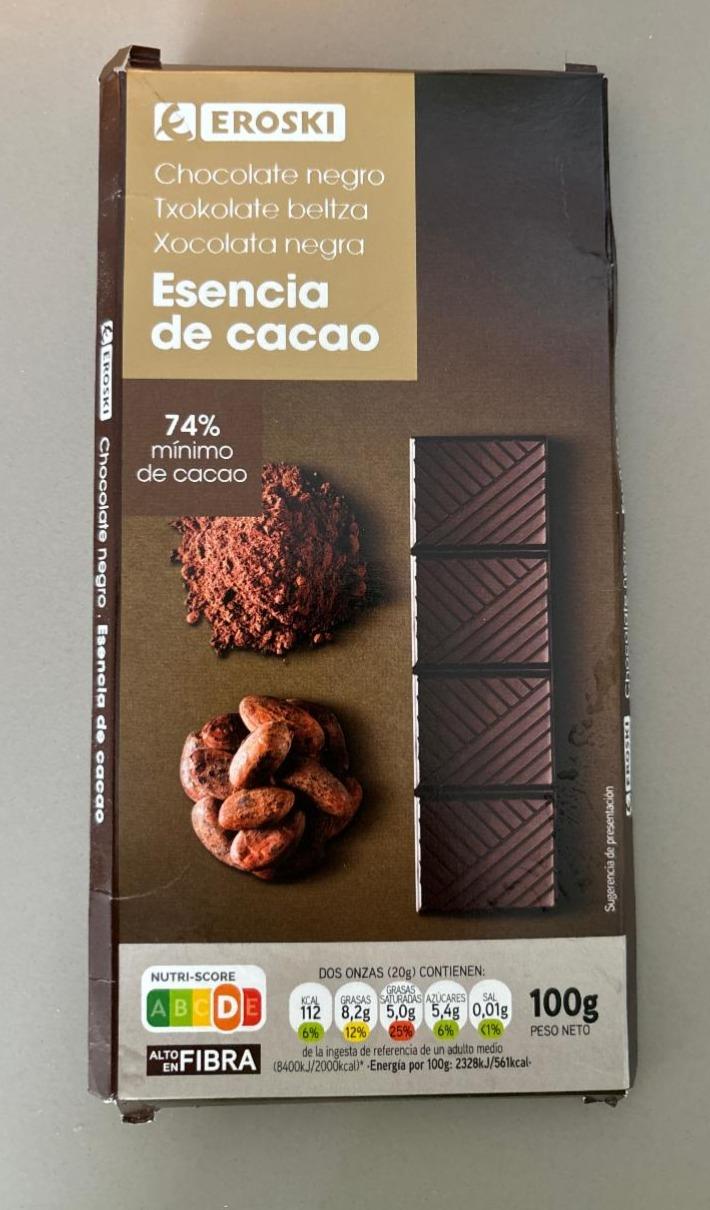 Fotografie - Chocolate negro Esencia de cacao Eroski