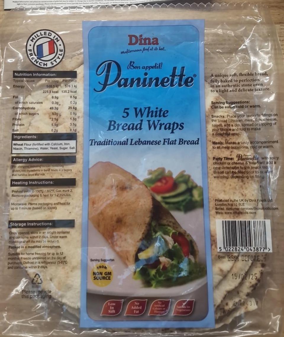 Fotografie - Paninette 5 White Bread Wraps Dina