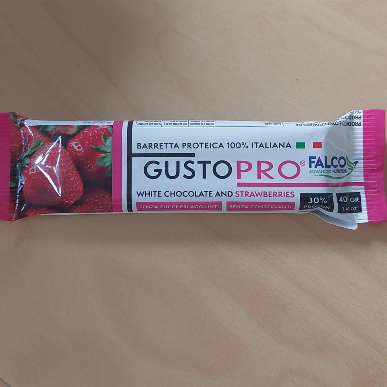 Fotografie - Gusto protein Bílá čokoláda s jahodami Falco