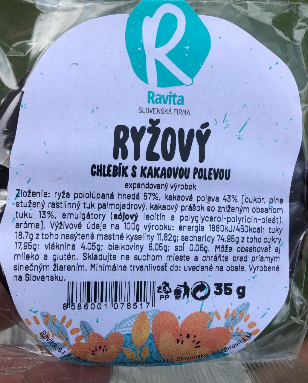 Fotografie - Ryžový chlebík s kakaovou polevou Ravita