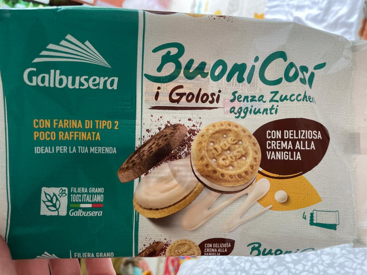 Fotografie - buonicosi i golosi senza zuccheri aggiunti con deliziosa crema alla vaniglia Galbusera