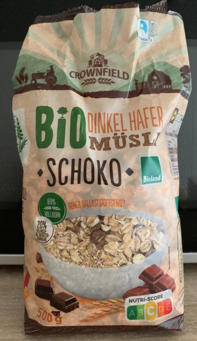 Fotografie - Bio Organic Dinkel Hafer Müsli Schoko Crownfield