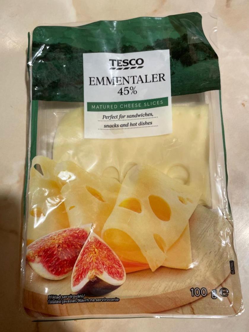 Fotografie - Emmentaler 45% Matured cheese slices Tesco