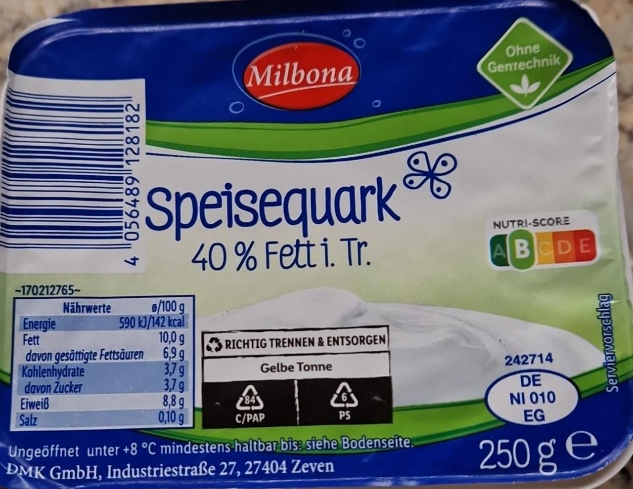 Fotografie - Speisequark 40% Fett Milbona