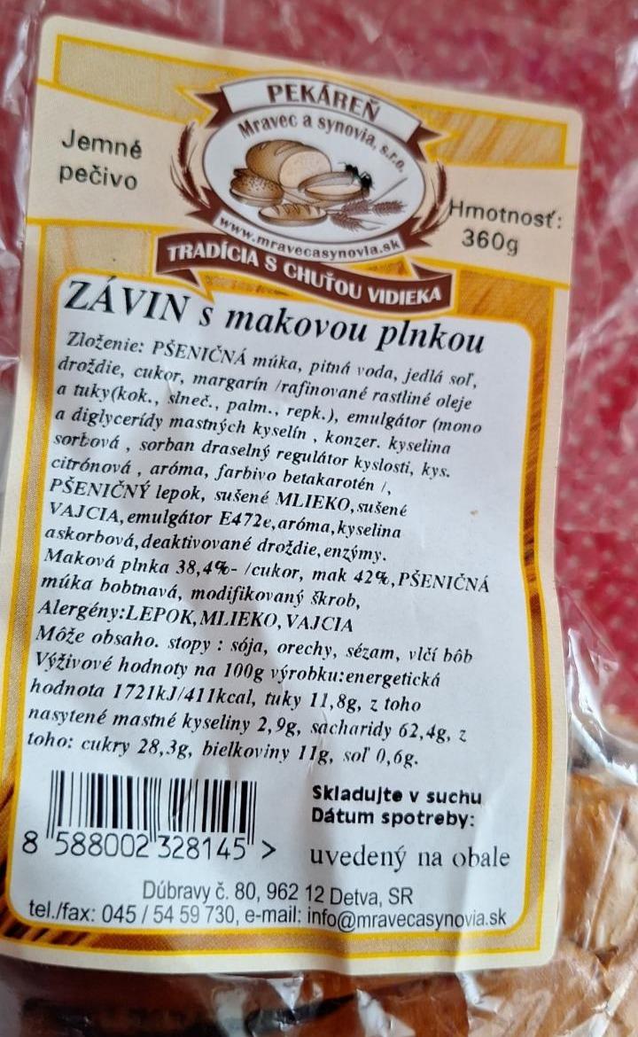 Fotografie - Závin s makovou plnkou Pekáreň Mravec a synovia