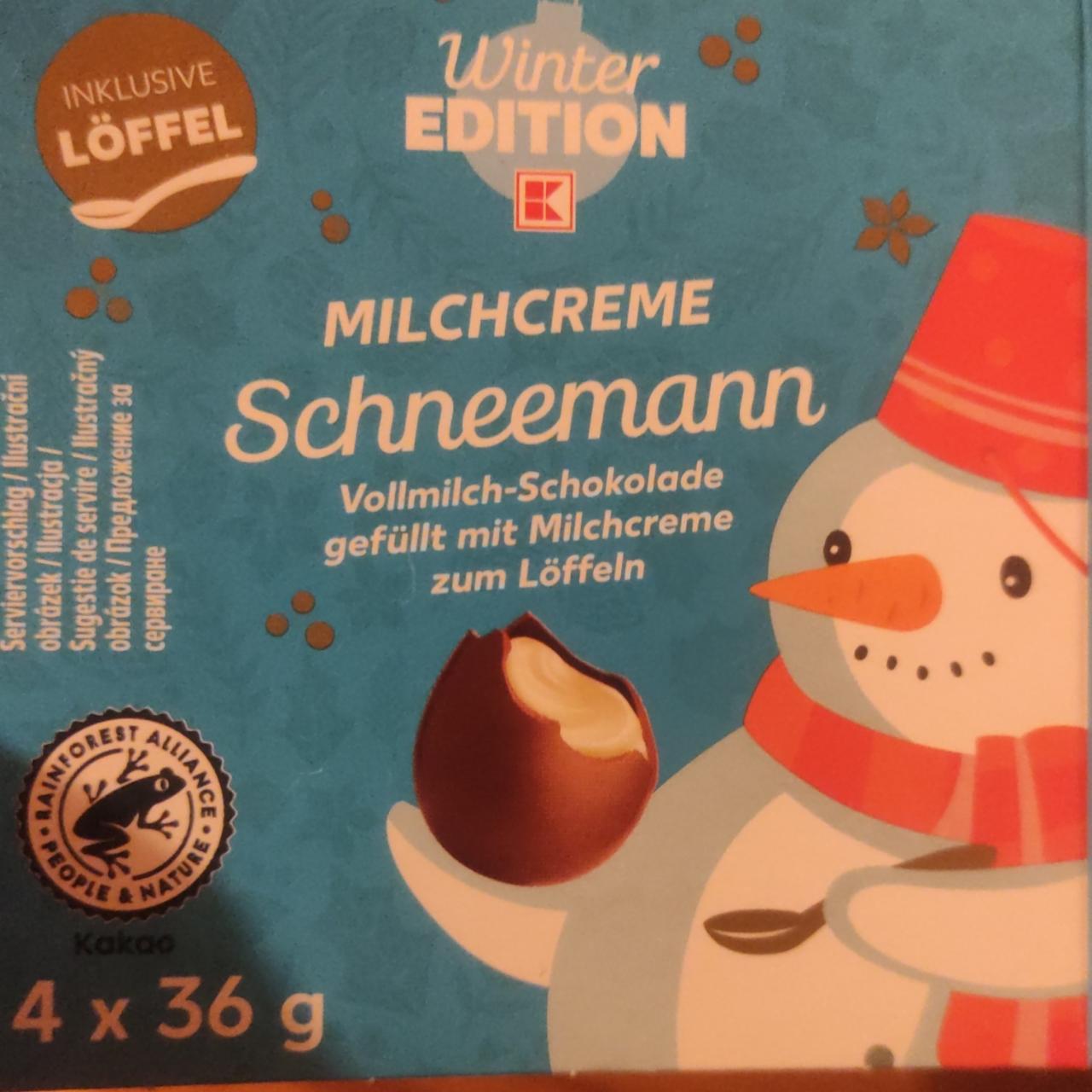 Fotografie - Milchcreme Schneemann Winter Edition Kaufland