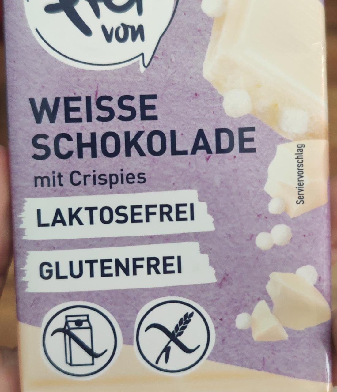 Fotografie - Weisse Schokolade mit Crispies Rewe frei von