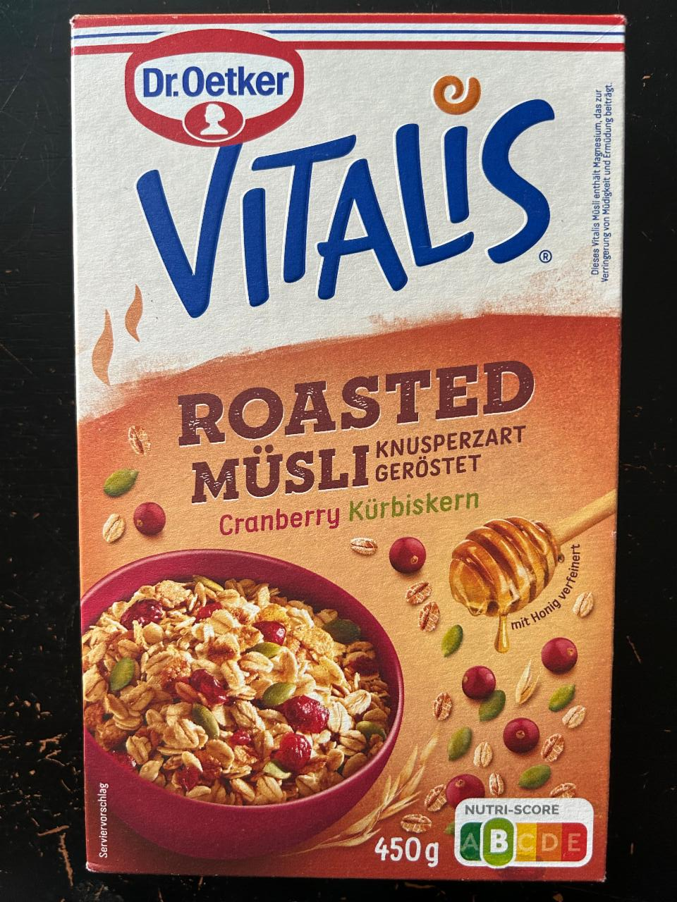 Fotografie - Vitalis roasted müsli cranberry kürbiskern Dr. Oetker