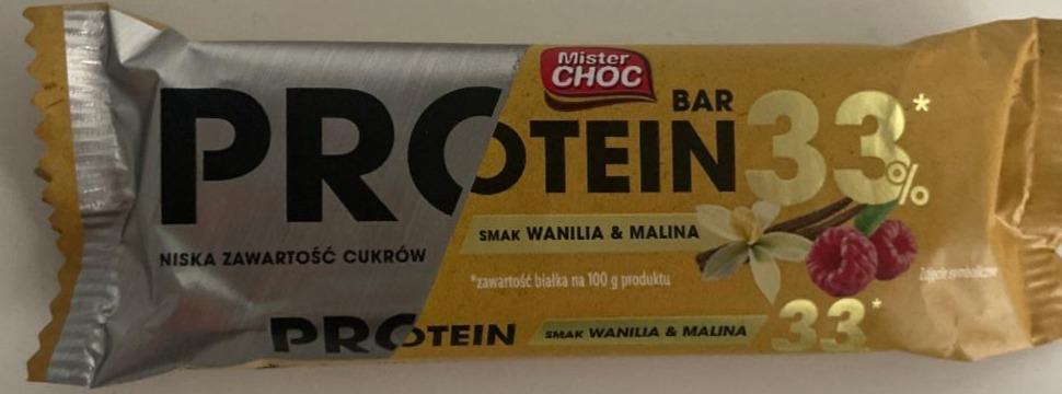 Fotografie - Protein Bar 33% Smak Wanilia & Malina Mister Choc