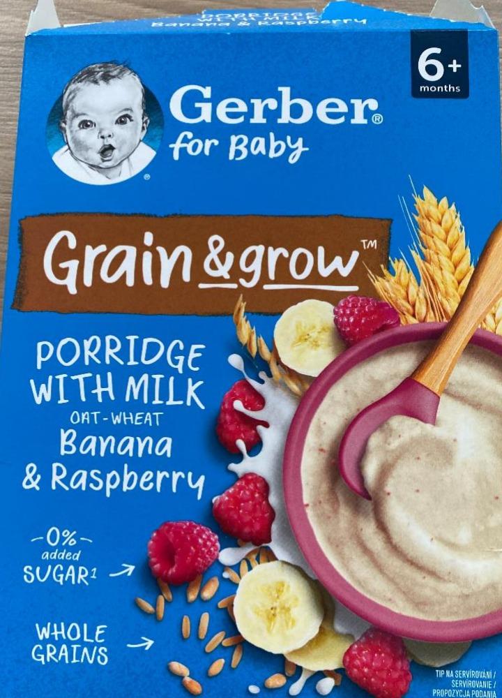 Fotografie - Grain & grow Porridge with milk Banana & Raspberry Gerber