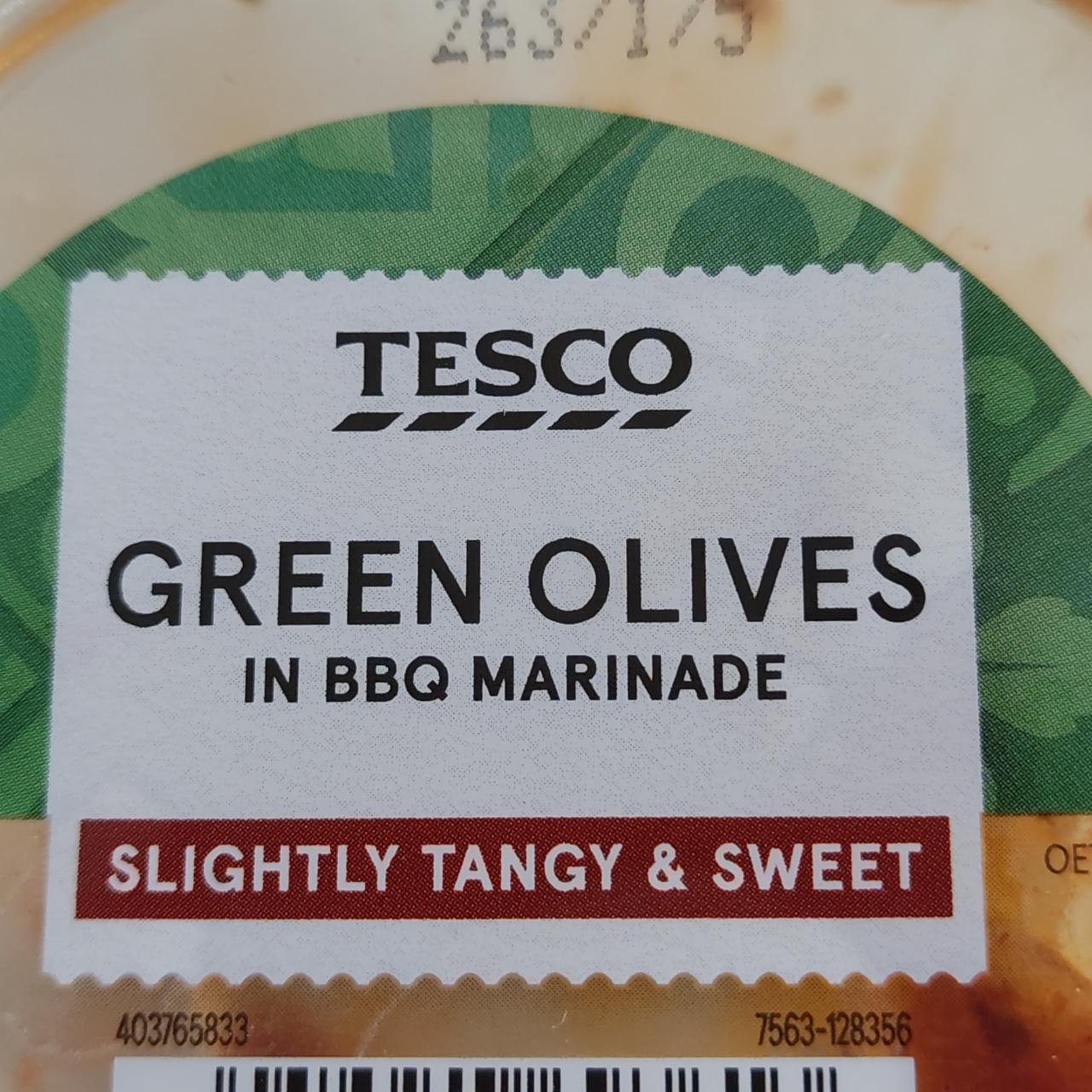 Fotografie - Green Olives in BBQ marinade Tesco