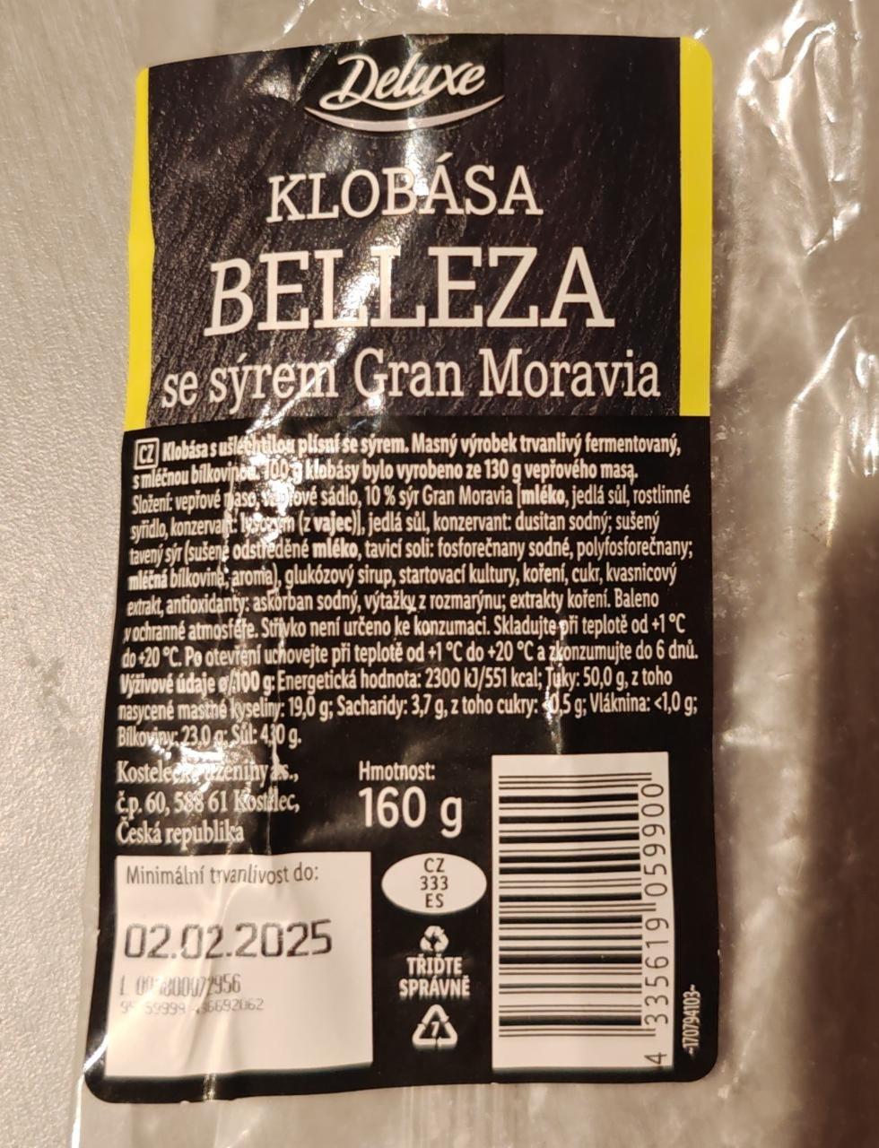 Fotografie - Klobása Belleza se sýrem Gran Moravia Deluxe