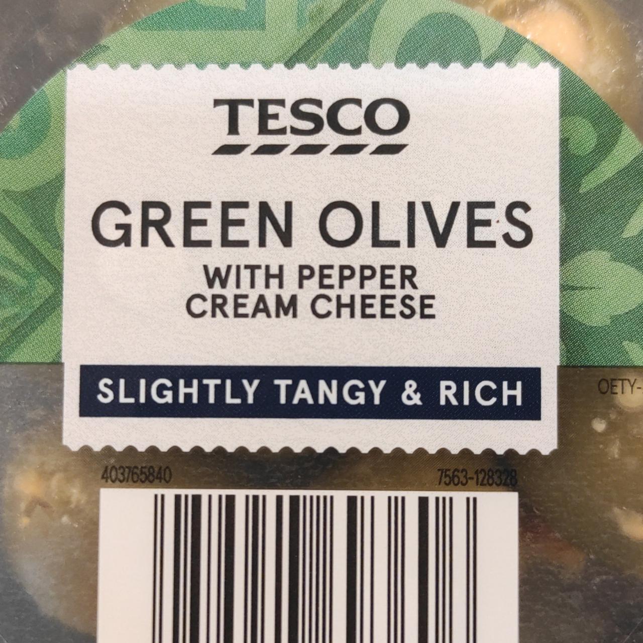 Fotografie - Green Olives with pepper cream cheese Tesco