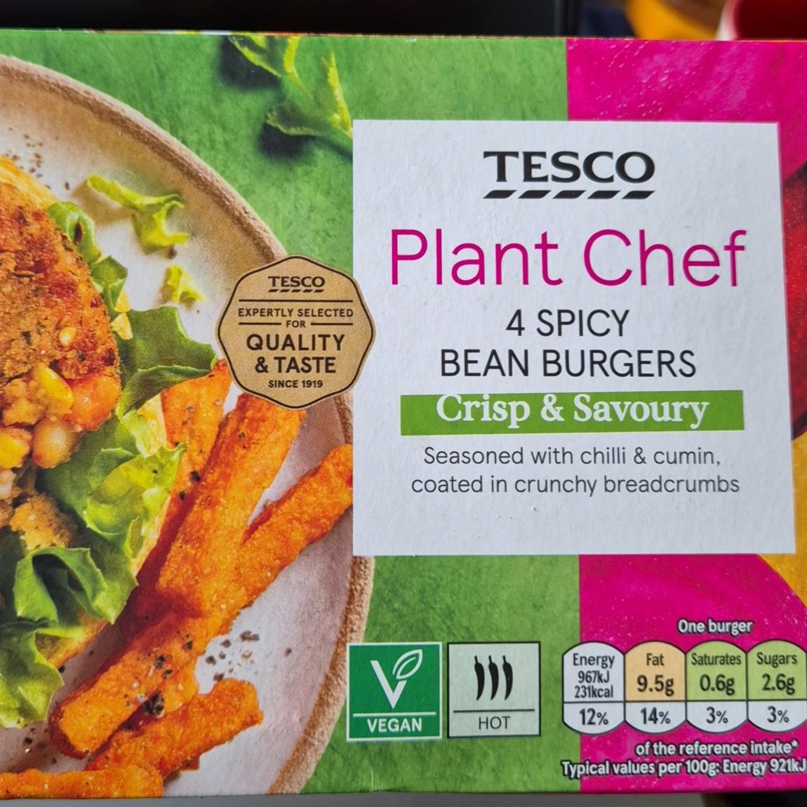 Fotografie - Plant Chef 4 Spicy Bean Burgers Tesco