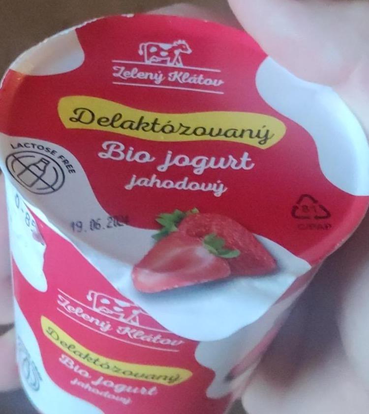 Fotografie - zelený klátov bio jogurt jahoda bezlaktozovy