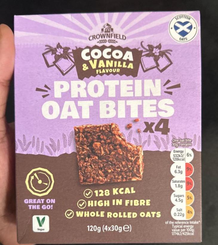 Fotografie - Protein Oat Bites Cocoa & Vanilla flavour Crownfield