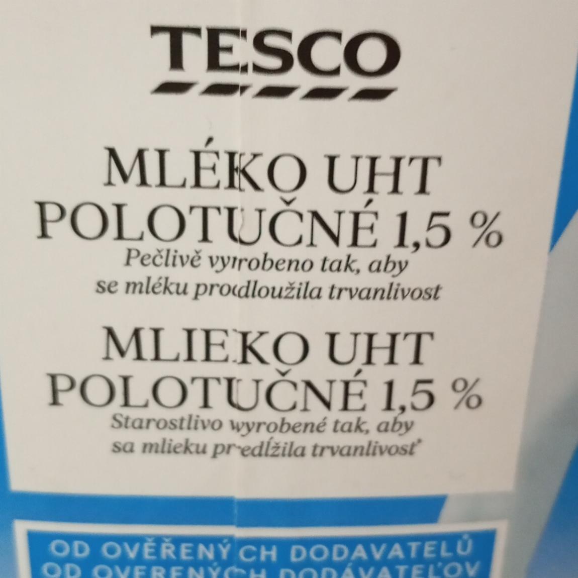 Fotografie - Mlieko UHT Polotučné 1,5% Tesco