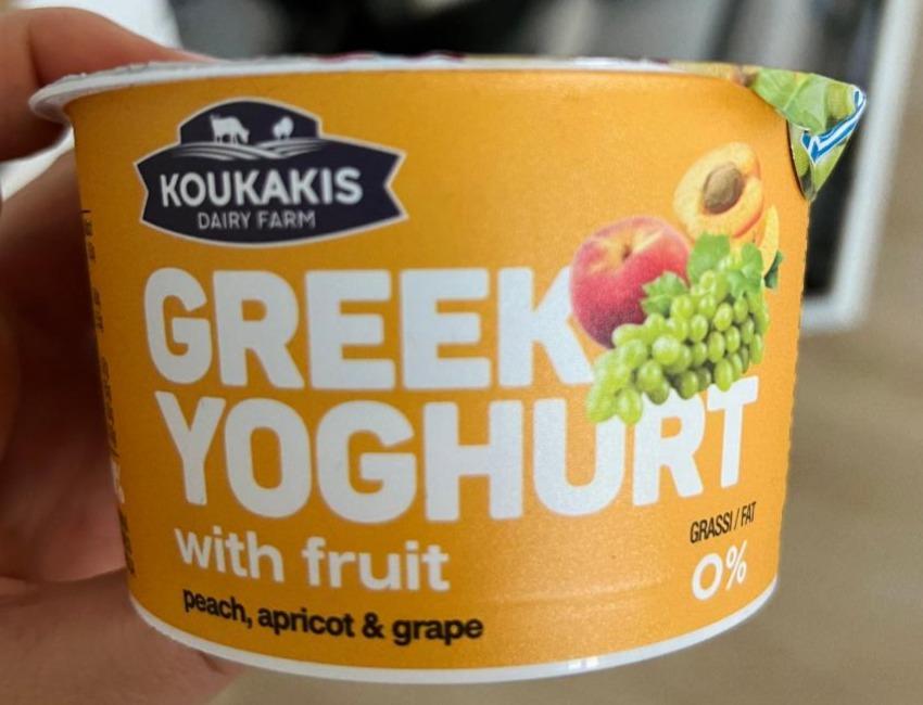 Fotografie - Greek yoghurt with fruit peach, apricot & grape Koukakis